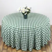 Green White Buffalo Plaid 108" ROUND Polyester Tablecloth Checkered Table Linens