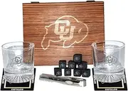 The Memory Company | Licensed NCAA Giftable Team Glass Set with Cubes and Coasters,University of Colorado, Boulder