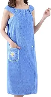 [Generic] Bath Wraps for Women After Shower | Body Shower Robe Bath Towel Wearable,Quick Dry Coral Fleece Bathrobe with Pocket for Home Spa Travel