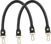 AUEAR, Replacement Handles Purses Straps Black Handbag Strap for Handmade Straw Bag (15.7 Inches, Style A, 2 Pack), Black