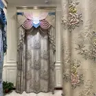 high-grade luxury European relief Embroidery thickvalance curtain tulle M1624