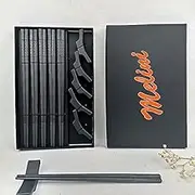 5-Pairs Fiberglass Reusable Chopsticks Gift Sets Dishwasher Safe, Non-Slip and Durable 24cm - Black (WİTH Rest)
