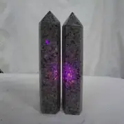 3.7LB 2Pcs Yooperlite Fire Stone Crystal Tower Flashing Flame Under Ultraviolet