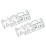 Spring Cord Locks 50pcs Plastic Double Hole Clips Stopper Toggle Rope End Clear