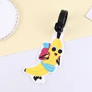 [QFSH] Silicone Luggage Tags Cute Banana Travel Bag Tags Cute Identifier Suitcase Label Funny Fruit Name Tags Travel Bag Tags for Travel Accessories