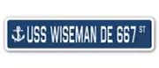 USS Wiseman DE 667 Street Sign us Navy Ship Veteran Sailor Gift