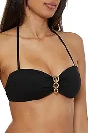 [Trina Turk] Women's Monaco Buckle Bandeau Bikini Top, Adjustable, Tie Back, Swimwear Separates
