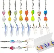 Trout Fishing Spoon Lure, Spoon Fishing Lures for Trout, Set of 10 Spinner Bait, Hard Metal Baits MiniFishing Jig Spoon Lures for Perch Char Crappie