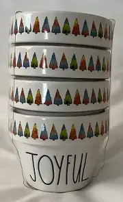 RAE DUNN Watercolor Holiday Trees Ceramic Set of 4 Ramekin Bowls
