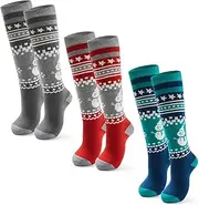 [Qterdiz] Ski Socks Kids Boys Winter Warm Snowboarding Socks for Boys Girls Thick Thermal Skating Socks 3 Pack
