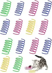 16PCS Cat Spiral Spring,Cat Creative Toy to Kill Time and Keep Fit Interactive cat Toy Durable Heavy Plastic Spring Colorful Springs Cat Toy for Swatting, Biting, Hunting Kitten Toys