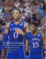 THOMAS ROBINSON ELIJAH JOHNSON BASKETBALL 2012 KANSAS ALUMNI Magazine +AUTOGRAPH