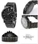 NEW-BURBERRY SWISS MADE HERITAGE BLACK,CHRONO. S/STEEL BRACELET WATCH-BU1373
