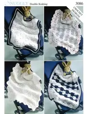 Sirdar Snuggly DK Crochet Pattern 3086 Blankets Baby Pram Lapghan 4 Designs