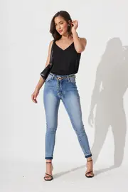 Women's Party Rowland Cami Top Spaghetti Strap in Black Satin 18