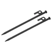 2Pcs Tent Stakes Steel Heavy Camping Tent Pegs 30cm/12 in with Hook, Black