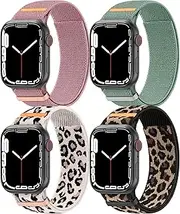 [Meliya] 4 Pack Stretchy Bands for Apple Watch Band 40mm 38mm 41mm 42mm 44mm 45mm 46mm 49mm Women Men,Soft Nylon Elastic Strap Wristband for iWatch Series 10 9 8 7 6 5 4 3 2 1 SE Ultra Ultra 2