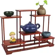 Rosewood Antique Shelf Solid Wood Chinese Style Small Duobao Pavilion Purple Sand teapot Mortise and Tenon Shelf Storage Rack Display Stand,D