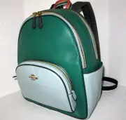 Coach C2797 ﻿Court Backpack Bag Green Light Teal Blue Pebbled Leather NWT $398