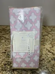 Pottery Barn Baby Kids Crib Fitted Sheet Harper Clover Geo Print Light Pink NEW