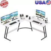 Computer Desk L-Shaped Corner Desk Durable Metal Frame Adjustable Legs Home NEW