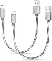 [Basesailor] USB to USB C Cable 0.3M/2Pack,Short Type C Fast Charging Charger Cord for iPhone 15 16 Plus Pro Max,iPad Air 4 5,Mini 6 7,Samsung Galaxy S25 S24 S23,A74 A73 A33 A34 A54 A53,Z Flip Fold 5 4