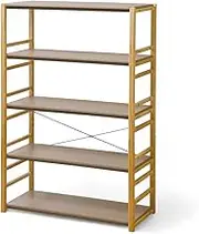 J-Kitchens 5 Tier Shelf Rack, Sand Beige, 33.1 x 15.6 x 4.9 inches (84 x 39.5 x 12.5 cm), Kitchen, Office, Room, Gap, Storage