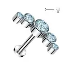 Piercing Ear Labret Titanium Curved Five Rhinestone Turquoise