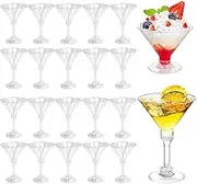 20 Pack Plastic Martini Glasses,150ml / 5oz Clear Party Cocktail Glasses,Reusable Cocktail Glasses Adjustable Stem for Party, Wedding, Birthday, Anniversary