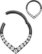 [365 Sleepers] Titanium Implant Grade 16G 8mm 10mm Tear Drop Gem Hinged Segment Ring Helix Tragus Septum Clicker Nose Hoop Earring Body Piercing Jewellery