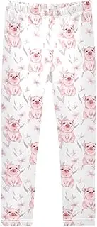 [Joisal] Cute Piglets Pink Leggings for Girls, Ideal for Winter Leggings for Girls, Little Girls Leggings, 4-10T