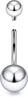 [Goerhsjie] F136 16/14g Real Titanium Belly Button Rings Navel Jewelry 8/10/12/14mm Long Bars Implant Grade for Healing Internally Threaded for Women Men