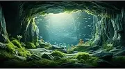 Aquarium Backdrop Underwater World Large Rock Terrarium Background Aquatic Plant with Lush Moss Fish Tank Backdrop Cave Landscape Reptile Habitat Background Tank Wallpaper Poster Vinyl 24x16in