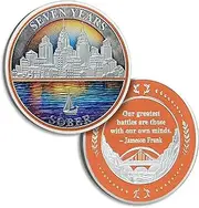 [AtSKnSK] 7 Years Sobriety Coin Seven Years Sober City Coins AA Chips and Medallion Alcoholics Anonymous Coin Recovery Anniversary Token Sobriety Gifts for Women Men