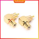 2X BRASS RCA RIGHT ANGLE MALE TO FEMALE GOLD PLATED CONNECTO