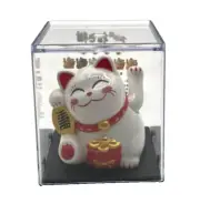 Solar Waving White Lucky Cat New Boxed
