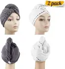 2 Pack Microfiber Hair Drying Wrap Towel for Women - White & Gray