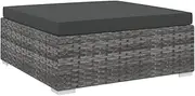 Sectional Footrest 1 pc with Cushion Poly Rattan Grey, Sectional Sofa Units