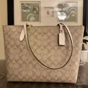 NWT Coach 4455 Zip Top Tote In Signature Canvas