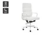 Matt Blatt Eames Premium Replica High Back Soft Pad Office Chair Genuine Leather (White/Chrome)