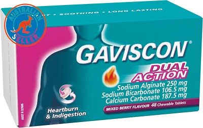 Dual Action Chewable Tablets Heartburn and Indigestion Relief Mixed Berry 48 Pac