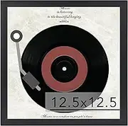 JCJMY Wood Vinyl Record Frame for the Wall, Display 12.5x12.5 Album Cover and 12x12 LP Vinyl Record with Cover, Album Frames, Sturdy 12.5x12.5 Frame Black, 1 Pack