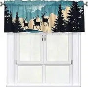 LHBWCVN Christmas Winter Valances for Windows, Rod Pocket Window Treatment Drapes Farmhouse Kitchen Curtains Short Blackout Window Curtains for Living Room Bedroom Decor 54x18 Inch