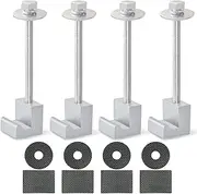 Newace Truck Tool Box Mouting Kit Pickup Toolbox Tie Downs Aluminum Alloy J Hooks with Rust-free 304 Stainless Steel Screws and Washers(4 Packs,Silver)