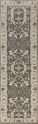 Authentic Hand-Knotted Oushak Indian 10' Runner Rug Carpet 2x10 ft