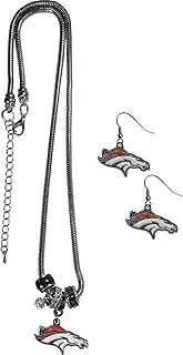 Siskiyou NFL Game Day Necklace and Earrings, Earrings and Necklace Jewelry Bundle for Football Fans