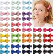 40 Pcs Girls' Toddler Hair Clips - Fully Lined Tiny 2" Bows Barrettes, No-Slip Alligator Clips for Fine Hair, Infants and Toddlers
