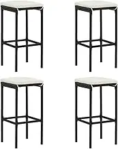 Bar Stools with Cushions 4 pcs Black Poly Rattan,Table & Bar Stools 16.4KG-313446