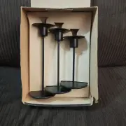 NOS Lysestager Kerzenhalter Black Candlestick Holders Taper Candle Holders Set 3
