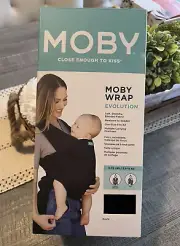 MOBY WRAP Evolution Baby Carrier (8-33LBS) 100% Cotton Fabric - Black